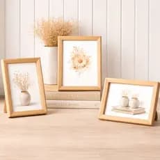Kit 3 Porta Retrato Estilo Madeira Clara 10 Cm X 15 Cm Decoração Para Casa Luxo Foto Moldura