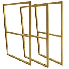 Trio de Suportes Estilo Industrial Duplo Dourado para Prateleiras 30cm - 03 unidades (SKU22303D)