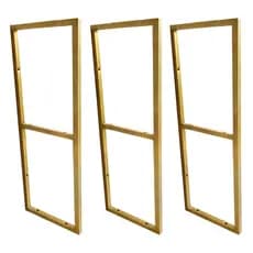 Trio de Suportes Estilo Industrial Duplo Dourado Teto/Parede P/Prateleiras de 20cm