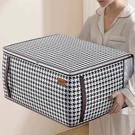 Organizador de Guarda-Roupas Flexível Com Ziper Caixa Multiuso para Roupas Cobertores e Casacos