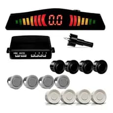 Kit Sensor De Estacionamento Ré 4 Sinal 18mm Sonoro Universal Cor Prata