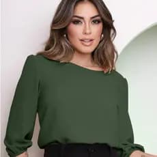 Blusa Social Feminina Elegante Manga Longa Com Elástico Confortável Diversas Cores ENVIO IMEDIATO