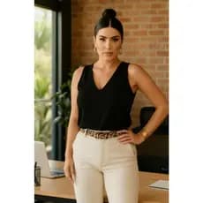 Regata Alça Grossa Duna Feminina Casual Malha Premium