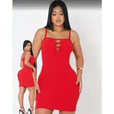 Vestido Feminino Malha Canelada Curto com Decote Vazado