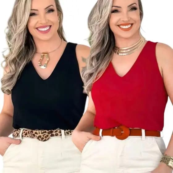 Kit 2 Regatas Duna Feminina Alça Larga Básica — Ideal para o Dia a Dia