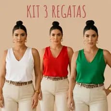 Kit com 3 Regatas Feminina Duna Moda Casual