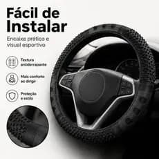 Capa Pra Volante Com Massageador de Carro Universal em Couro Sintético Protetor Reforçado Preto