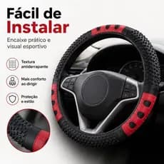 Capa Pra Volante Com Massageador de Carro Universal em Couro Sintético Protetor Reforçado vermelho
