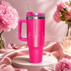 Copo Térmico Inox Portátil  Pink 1200ml/1.2L Garrafa Térmica Inoxidável com Tampa e Canudo Premium
