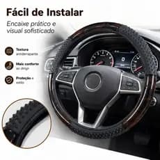 Capa Pra Volante Com Massageador de Carro Universal em Couro Sintético Protetor Reforçado Marrom