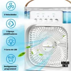 Mini Ar Condicionado Umidificador Ventilador Portátil USB Led Quarto Sala Escritório Mesa Reservatório 600ml Alça
