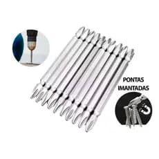 Kit 10 Bits Longos 100mm Dupla Face – Ponta Philips Profissional para Parafusadeira