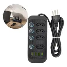 Filtro De Linha Extensão  3 mts Tomada Com 4 Usb 10a Max 2500w PRETO