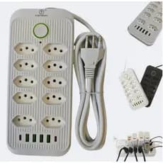 Extensão 10 Tomadas E 4 Usb 2 Tipo C 3m Filtro De Linha Bivolt Power 110v/220v