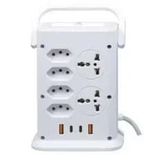 Filtro de Linha Torre Extensão 12 Tomadas 2 Universal 2 Usb 2 tpc Botão ON/OFF Cabo 2M Bivolt