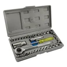 Kit Jogo Soquetes Sextavado Catraca Chave Adaptador 40 Peças
