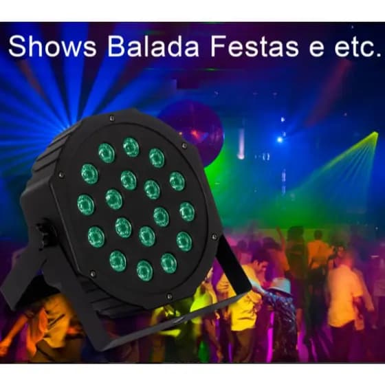 Canhão Led Refletor 18 Led Par Rgb Luz Dj Bivolt + Controle