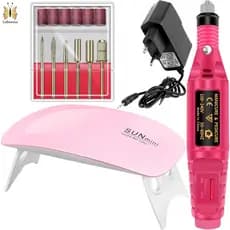 Kit Manicure Cabine Estufa de Unha Sun Mini + Lixa Lixadeira Eletrica Caneta Para Unhas Pedicure
