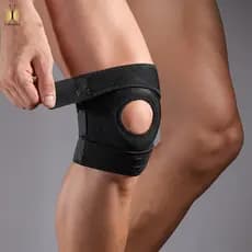 Joelheira Articulada Reforçada Ortopedica Neoprene Crossfit 3 Pontas Ajustável Preta