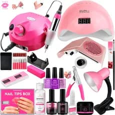 Kit Manicure Unhas Gel Cabine Sun 5 Luminária Lixadeira Elétrica Porquinho