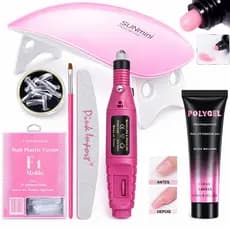Kit Alongamento Poligel Polygel + Lixa + Molde F1 + Mini Cabine Poly Gel + Pincel