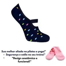Meia Femininas Antiderrapante 35/40 Atoalhada Pilates Yoga Dança Hidroginástica Conforto Premium Frete Grátis