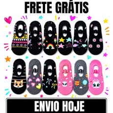 Kit 2,3,6 Meias Sapatilhas Antiderrapante Pilates Yoga Hidroginástica Academia Dança