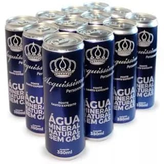 Água Acquissima 350ml Fardo 12 Latas Sem Gás, Com Gás, Lichia ou Maçã Verde Lindóia Natural