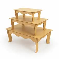 Kit Bandejas Provençal MDF 3 Andares para Mesa de Festa Aniversário Suporte para Doces e Bolo