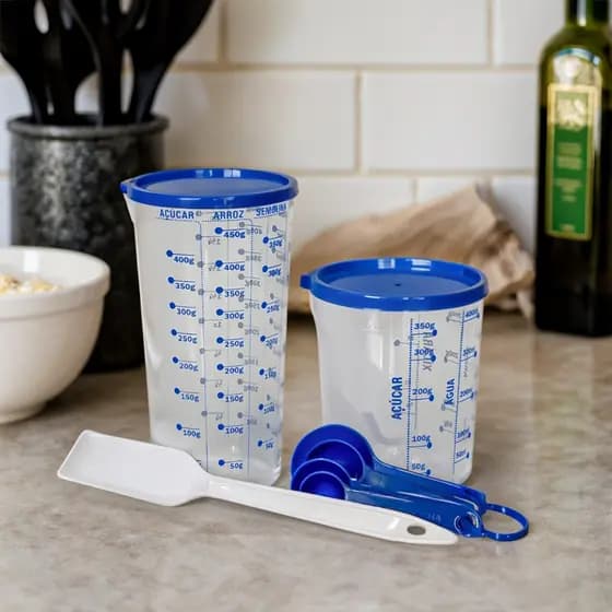 Medidor de Cozinha Copo Colher Medidora Espátula Azul Rosa Escala Açúcar Arroz Precisão