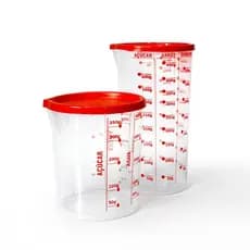 Kit 2 Copo Medidor 500ml e 400ml Plástico Tampa Vedante Receitas Medidas Precisão Gramas ML