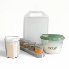 Kit Cozinha Porta Temperos Saleiro Farinheira e Tábua Para Corte