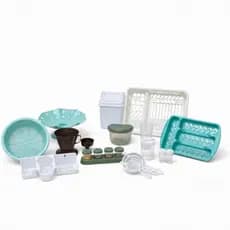 Kit Cozinha 16 Peças Completo Enxoval de Casa Porta Temperos Saleiro Fruteira Lixeira Escorredor