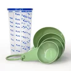 Kit Copo Medidor + Colheres Medidoras Azul Rosa Cozinha Copo500ml Xicara Precisão Resistencia