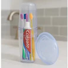 Porta Escova de Dente + Saboneteira com Tela Kit Viagem Banheiro Lavabo