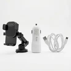 Kit Veicular Completo Suporte Celular + Carregador Automotivo + Cabo Tipo C - Kit Carro Automotivo