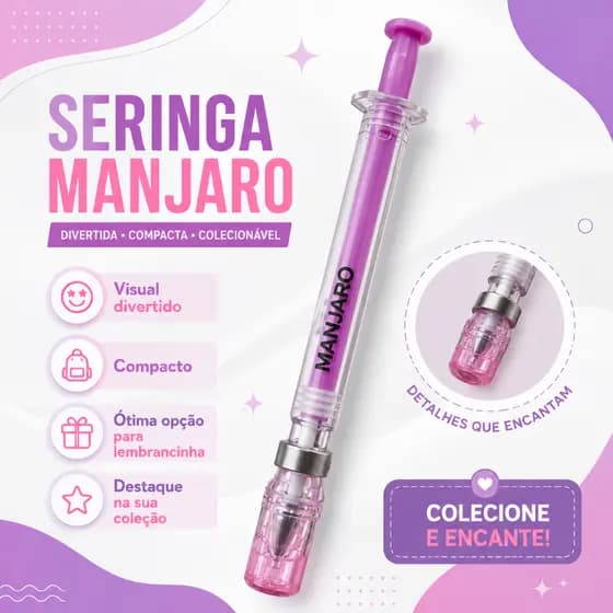 Caneta Seringa Injeção "Manjaro" Com Liquido Na Tampa