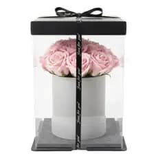 Flor Artificial Buquê Rosa 19cm Com Vaso Decoração Presente