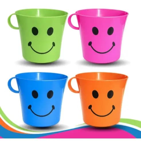 Kit Canecas Coloridas Sorriso 250ml P/ Festas E Crianças 4un