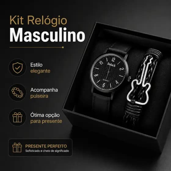 Relógio De Pulso Analógico Quartz Preto Com Pulseira Doluck