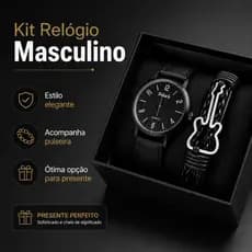 Relógio De Pulso Analógico Quartz Preto Com Pulseira Doluck