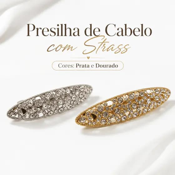 Presilha de Cabelo Luxo Cravejada com Pedras de Strass