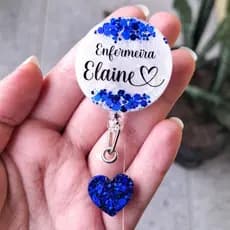 Porta Crachá retrátil personalizado em resina nome profissão