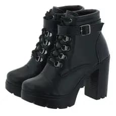 Coturno Feminino Bota Plataforma Detalhe Em Fivela