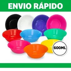 Kit 5 à 50 Cumbuca Plástico 600ml potinho Sobremesa Açai Porções Sorvete Petisco Festa Aniversario