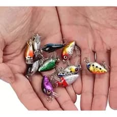 3 Mini Iscas Artificiais pesca com anzol Meia Água Crankbait 3cm 1.6g - Pesca peixes Tilápia Traíra Tucunaré.