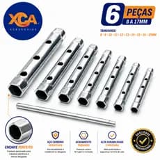 Jogo Chave De Vela Tubular 6 Peças 8 A 17mm Carro Moto Aço Profissional