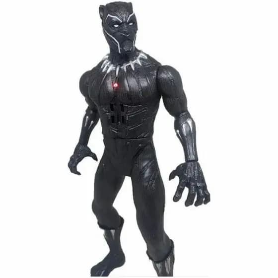 Boneco pantera negra 30cm de altura, sonoro e articulado.