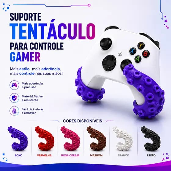 Suporte Tentáculo para Controle Gamer Xbox | Organizador de Controle I Porta Controle Decorativo