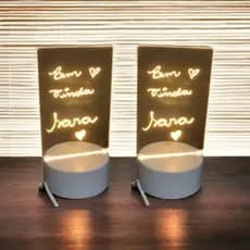 2 Luminária Retangular Grande de Mesa Led 3D com Tela Lousa para Escrever Abajur Mensagens presente